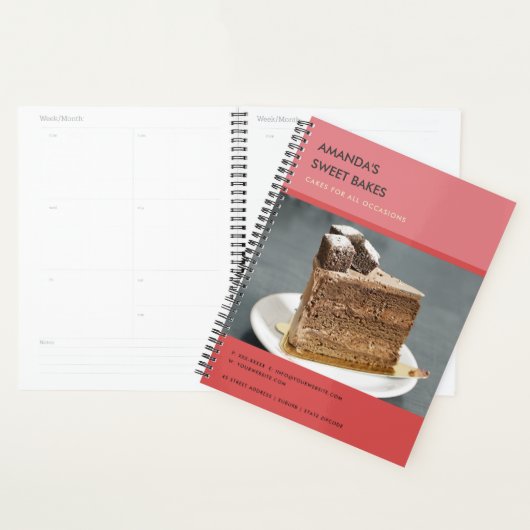 Elegante Moderne Helder Krachtig Rood Roze Fotodie Planner (Display)