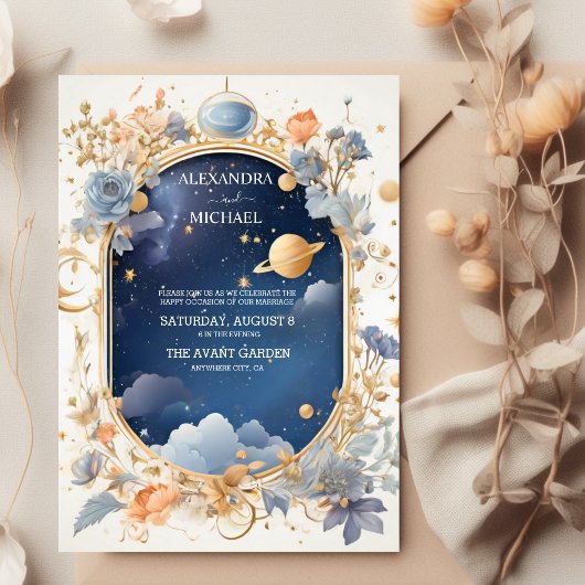 Elegante, Moderne Hemelconstellaties Bruiloft Kaart