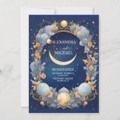 Elegante, moderne hemelse sterrenbeelden bruiloft kaart (Voorkant)