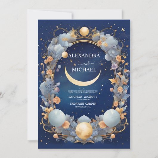 Elegante, moderne hemelse sterrenbeelden bruiloft kaart (Voorkant)