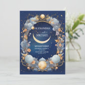 Elegante, moderne hemelse sterrenbeelden bruiloft kaart (Staand voorkant)