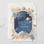 Elegante, moderne hemelse sterrenbeelden bruiloft kaart (Voorkant)