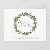 ELEGANTE MODERNE HOLLY BERRY KRANS VROLIJK KERST FEESTDAGENKAART (Voorkant)