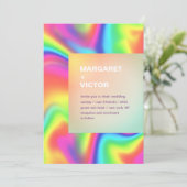 Elegante moderne holografische bruiloft uitnodigin kaart (Staand voorkant)