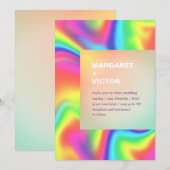 Elegante moderne holografische bruiloft uitnodigin kaart (Voorkant / Achterkant)