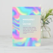 Elegante moderne holografische bruiloft uitnodigin kaart (Staand voorkant)