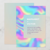Elegante moderne holografische bruiloft uitnodigin kaart (Voorkant / Achterkant)
