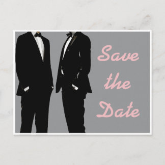 Elegante moderne homoseksuele mannen save the date briefkaart