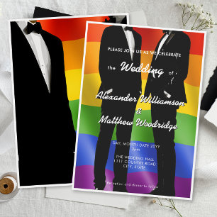 Elegante moderne homoseksuele mannen trouwen regen kaart