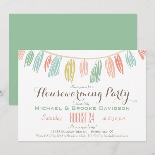 Elegante, moderne housewarming party uitnodiging (Voorkant / Achterkant)