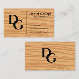 Elegante Moderne Houten Monogram Persoonlijk Visitekaartje