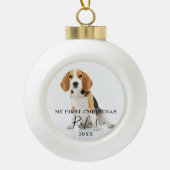 Elegante moderne huisdier foto eerste kerst keramische bal ornament (Voorkant)