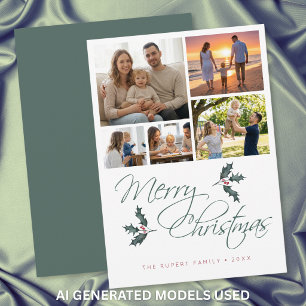 Elegante moderne hulst foto collage Kerstmis Feestdagenkaart