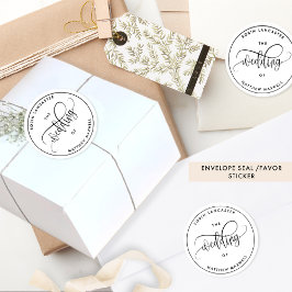Elegante, moderne huwelijksenvelopezegel / favor ronde sticker