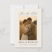 Elegante moderne huwelijksfoto in script save the date (Voorkant)
