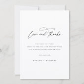 Elegante moderne huwelijksfoto met script bedankkaart (Achterkant)