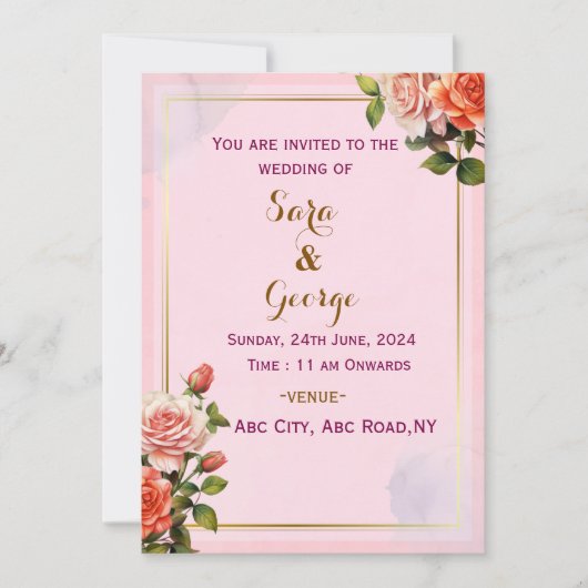 Elegante moderne huwelijksuitnodigingen kaart (Voorkant)