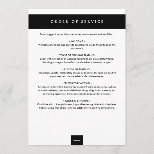 Elegante moderne in liefdevolle geheugen boog foto programmakaart (Achterkant)