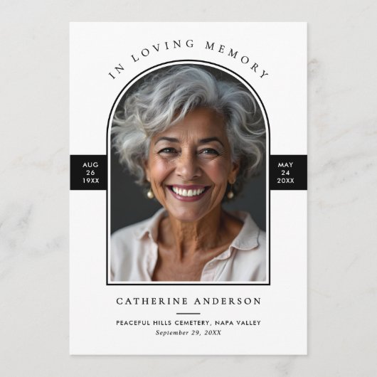 Elegante moderne in liefdevolle geheugen boog foto programmakaart (Voorkant)