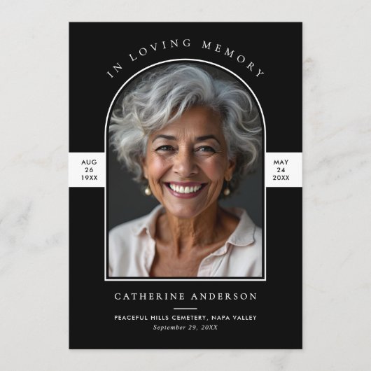 Elegante moderne in liefdevolle geheugen boog foto programmakaart (Voorkant)