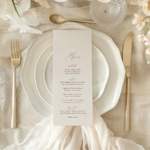Elegante Moderne Ivoor Calligrafie Bruiloft Menu