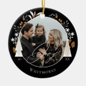 Elegante Moderne Joy Foto Evergreen Kerstboom Keramisch Ornament (Voorkant)