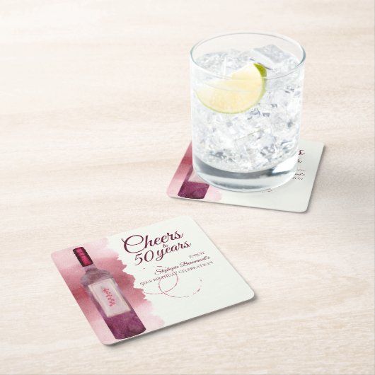 Elegante moderne juichen rode wijn 50ste verjaarda kartonnen onderzetters (Insitu)