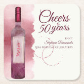 Elegante moderne juichen rode wijn 50ste verjaarda kartonnen onderzetters (Voorkant)