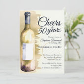 Elegante moderne juichen witte wijn 50e verjaardag kaart (Staand voorkant)