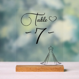 Elegante moderne jurk silhouet hart tafelnummer acryl bord