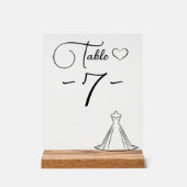 Elegante moderne jurk silhouet hart tafelnummer acryl bord (Voorkant)