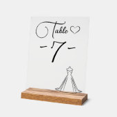 Elegante moderne jurk silhouet hart tafelnummer acryl bord (Hoek)