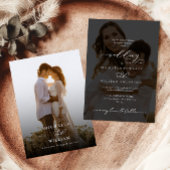 Elegante moderne kalligrafie 2-foto bruiloft kaart