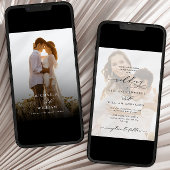 Elegante moderne kalligrafie 2-foto bruiloft kaart