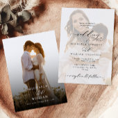 Elegante moderne kalligrafie 2-foto bruiloft kaart