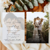 Elegante moderne kalligrafie 2-foto bruiloft save the date