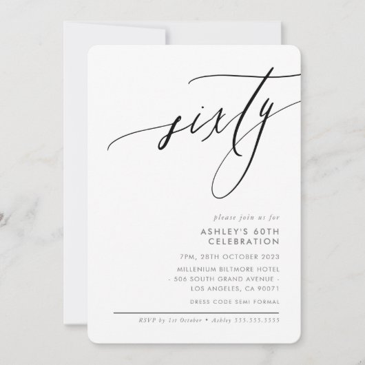 ELEGANTE moderne kalligrafie 60e partij blanco Kaart (Voorkant)
