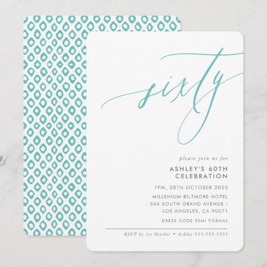 ELEGANTE moderne kalligrafie 60e partij mint groen Kaart (Voorkant / Achterkant)