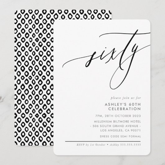 ELEGANTE moderne kalligrafie 60e partij zwart wit Kaart (Voorkant / Achterkant)