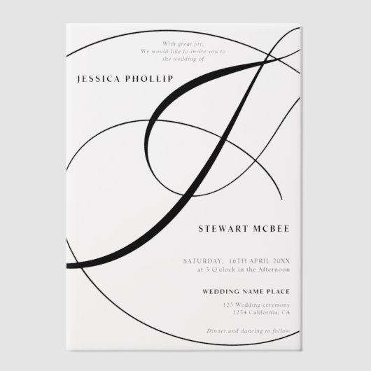 Elegante moderne kalligrafie Ampersand chique brui Vellum Uitnodigingen (Voorkant)