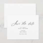 Elegante moderne kalligrafie bespaart de datum min kaart (Voorkant / Achterkant)