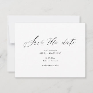 Elegante moderne kalligrafie bespaart de datum min kaart