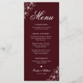 Elegante moderne kalligrafie bloemrijke bordeauxro menu (Voorkant)