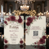 Elegante moderne kalligrafie bordeauxroze QR-code Kaart