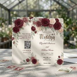 Elegante moderne kalligrafie bordeauxroze QR-code Kaart