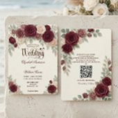 Elegante moderne kalligrafie bordeauxroze QR-code Kaart