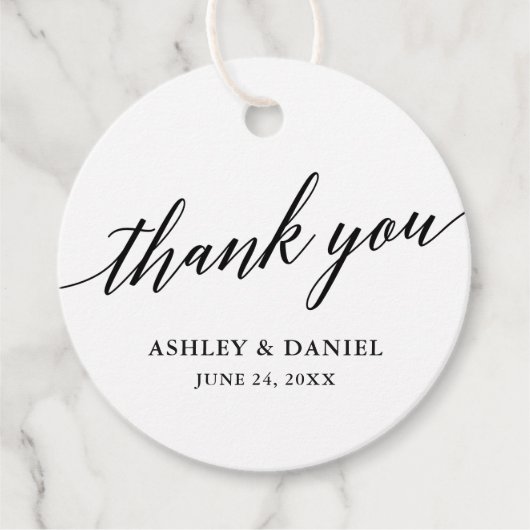 Elegante moderne kalligrafie bruiloft dank u bedankjes labels (Voorkant)
