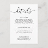Elegante moderne kalligrafie bruiloft details informatiekaartje (Voorkant)