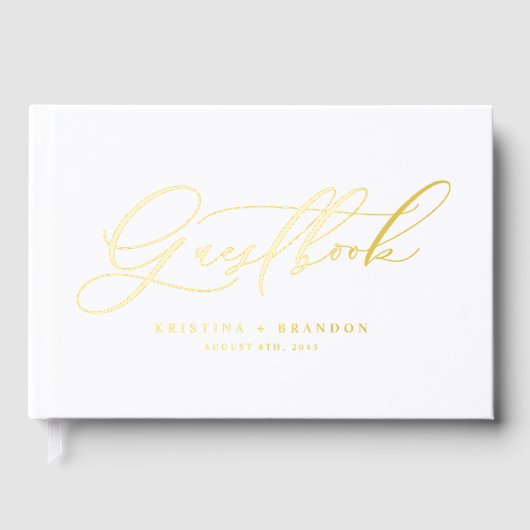 Elegante moderne kalligrafie bruiloft gastenboek (Voorkant)