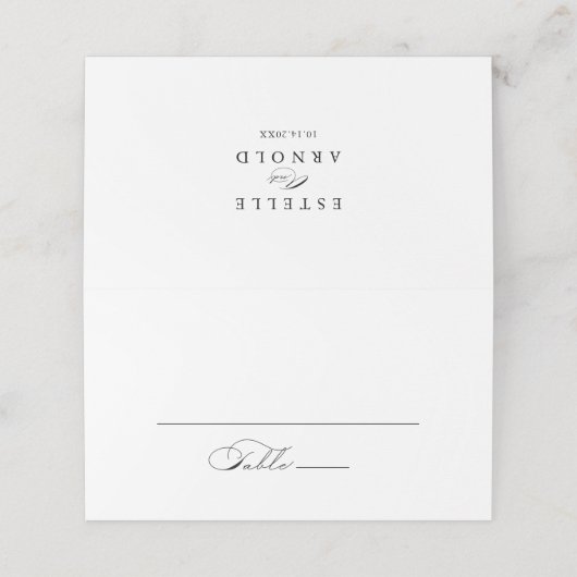 Elegante moderne kalligrafie bruiloft plaats kaart plaatskaartje (Buitenkant ongevouwen)